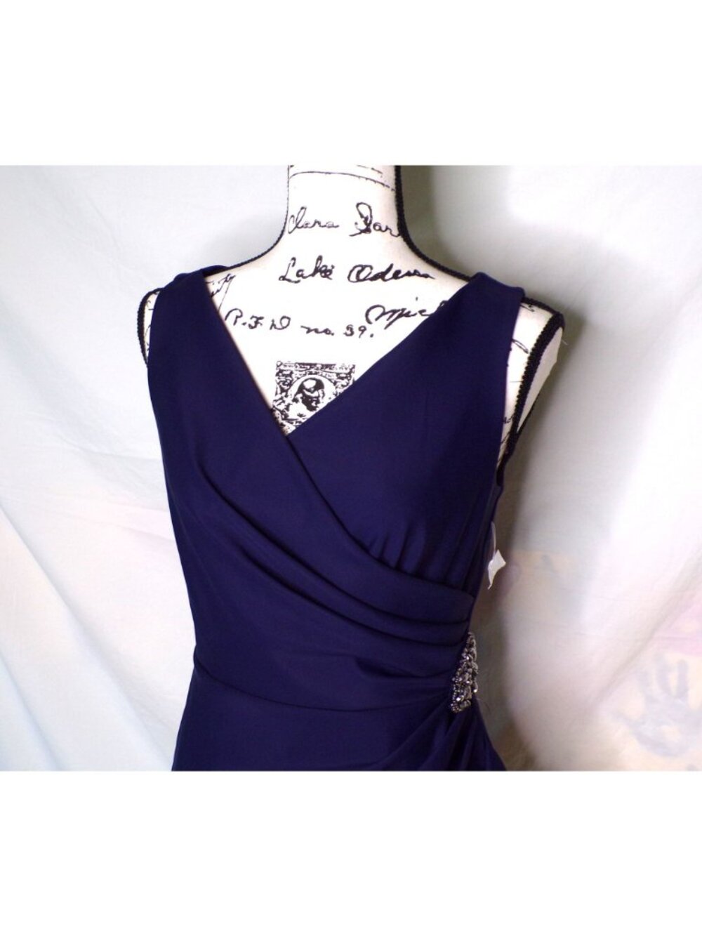 🆕ALEX EVENINGS Side Ruched Cocktail Dress Navy Blue 16 - Picture 5 of 8